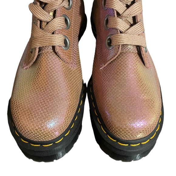 Iridescent Molly Pink Doc Marten Lace-Up Ankle Boots - Picture 9 of 16